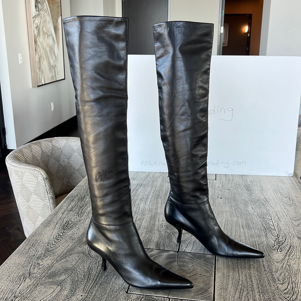 🇺🇸The Row made in Italy soft genuine leather pointed toe knee hi boots